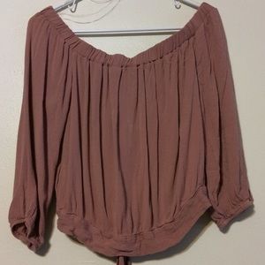 Mauve Charlotte Russe off the shoulder crop top